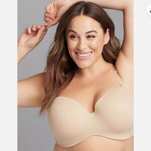 NEW CACIQUE Smooth Boost Multi-Way / Strapless Bra Size 42DD Beige